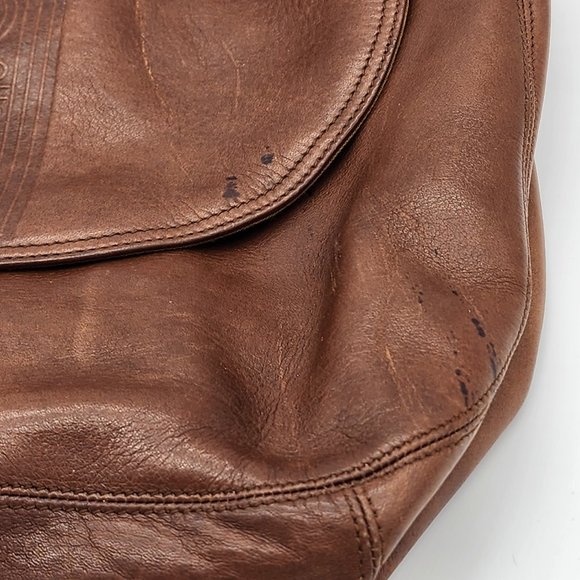 Vintage Sura Shoulder Crossbody Bag Purse Womens Brown Leather Flap Aztec Design - Picture 3 of 7